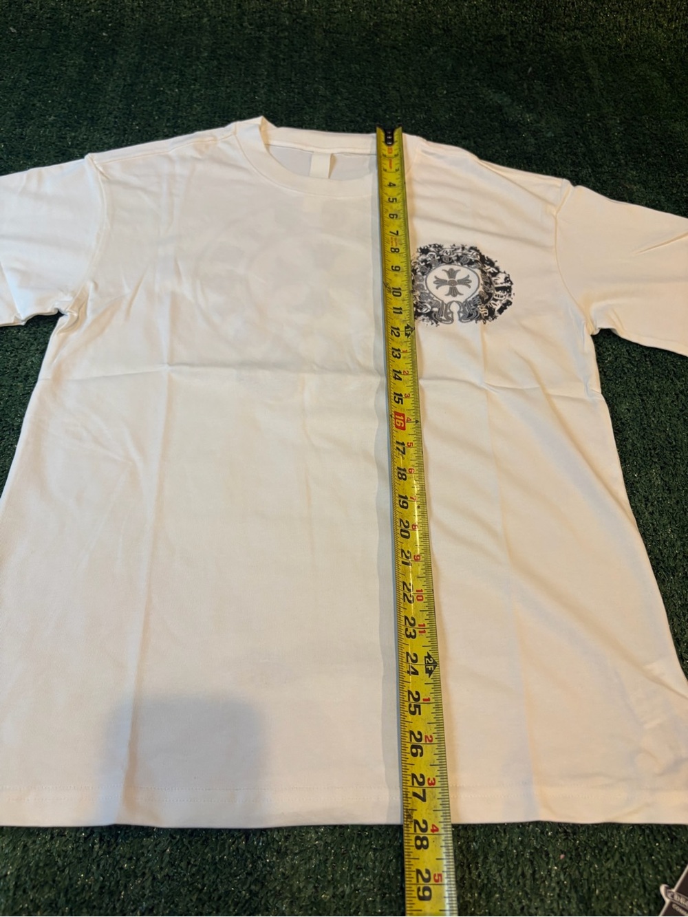 Chrome Hearts White Short Sleeve Tee with Small Black Crest - Picture 6 of 6